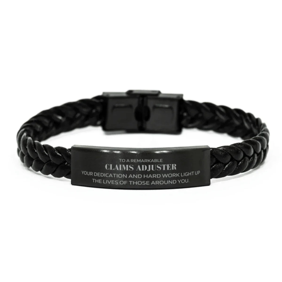 Remarkable Claims Adjuster Gifts, Your dedication and hard work, Inspirational Birthday Christmas Unique Braided Leather Bracelet For Claims Adjuster, Coworkers, Men, Women, Friends