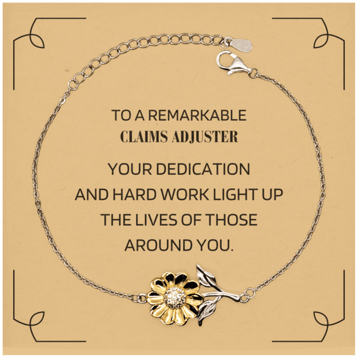 Remarkable Claims Adjuster Gifts, Your dedication and hard work, Inspirational Birthday Christmas Unique Sunflower Bracelet For Claims Adjuster, Coworkers, Men, Women, Friends - Mallard Moon Gift Shop