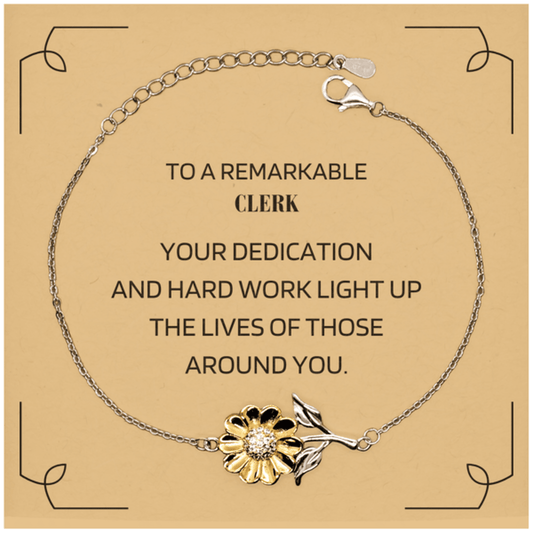 Remarkable Clerk Gifts, Your dedication and hard work, Inspirational Birthday Christmas Unique Sunflower Bracelet For Clerk, Coworkers, Men, Women, Friends - Mallard Moon Gift Shop