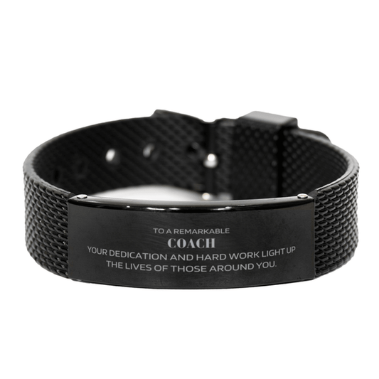 Remarkable Coach Gifts, Your dedication and hard work, Inspirational Birthday Christmas Unique Black Shark Mesh Bracelet For Coach, Coworkers, Men, Women, Friends - Mallard Moon Gift Shop