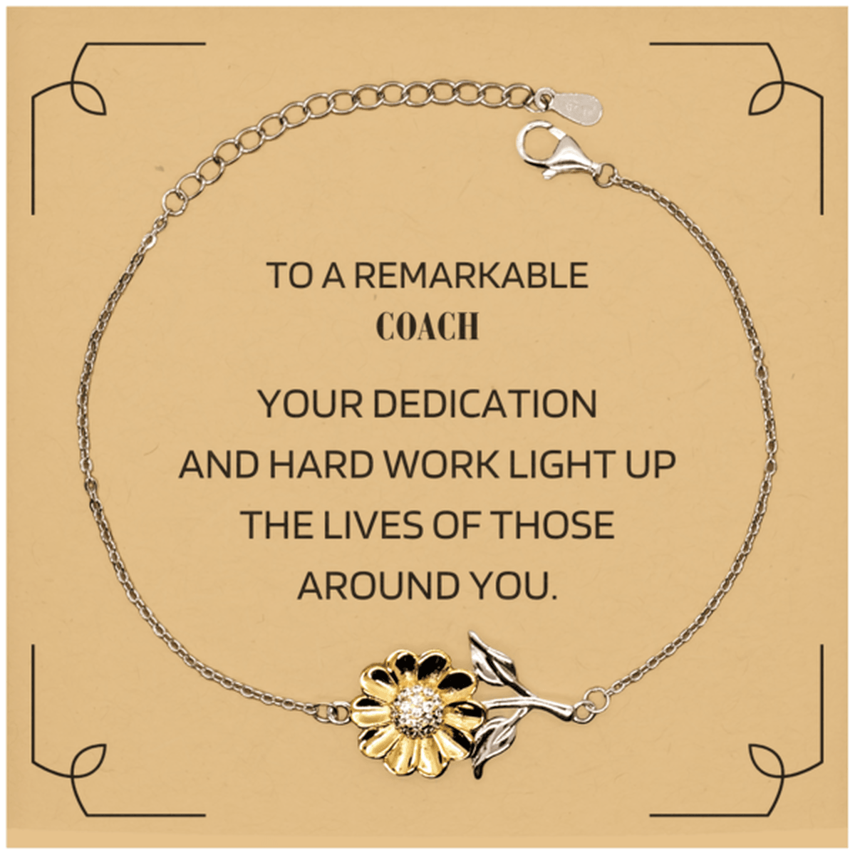 Remarkable Coach Gifts, Your dedication and hard work, Inspirational Birthday Christmas Unique Sunflower Bracelet For Coach, Coworkers, Men, Women, Friends - Mallard Moon Gift Shop
