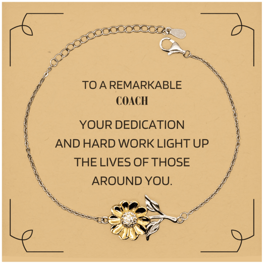 Remarkable Coach Gifts, Your dedication and hard work, Inspirational Birthday Christmas Unique Sunflower Bracelet For Coach, Coworkers, Men, Women, Friends - Mallard Moon Gift Shop