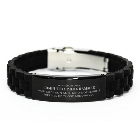 Remarkable Computer Programmer Gifts, Your dedication and hard work, Inspirational Birthday Christmas Unique Black Glidelock Clasp Bracelet For Computer Programmer, Coworkers, Men, Women, Friends - Mallard Moon Gift Shop