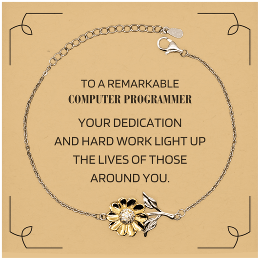Remarkable Computer Programmer Gifts, Your dedication and hard work, Inspirational Birthday Christmas Unique Sunflower Bracelet For Computer Programmer, Coworkers, Men, Women, Friends - Mallard Moon Gift Shop