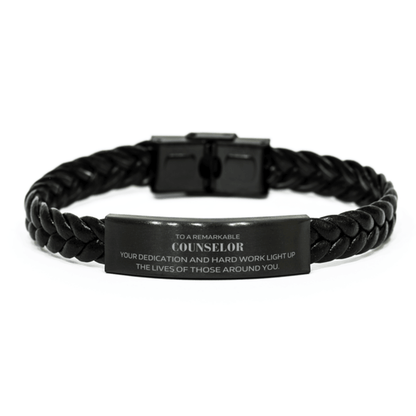 Remarkable Counselor Gifts, Your dedication and hard work, Inspirational Birthday Christmas Unique Braided Leather Bracelet For Counselor, Coworkers, Men, Women, Friends - Mallard Moon Gift Shop