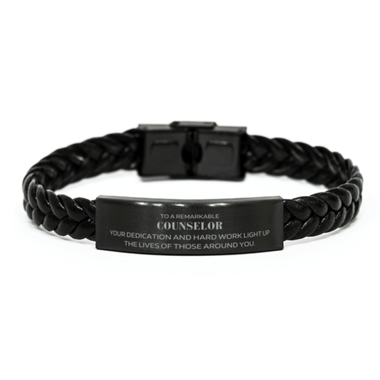 Remarkable Counselor Gifts, Your dedication and hard work, Inspirational Birthday Christmas Unique Braided Leather Bracelet For Counselor, Coworkers, Men, Women, Friends - Mallard Moon Gift Shop