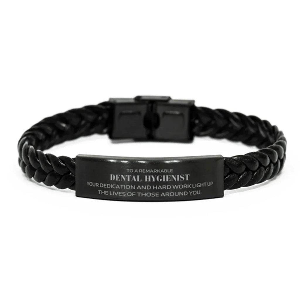 Remarkable Dental Hygienist Gifts, Your dedication and hard work, Inspirational Birthday Christmas Unique Braided Leather Bracelet For Dental Hygienist, Coworkers, Men, Women, Friends