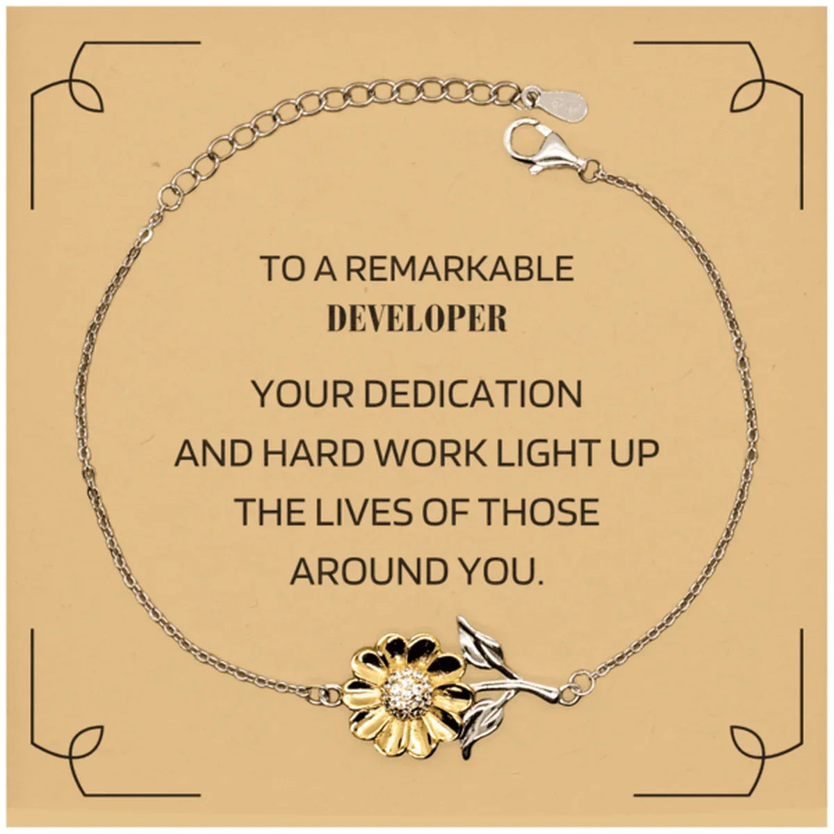 Remarkable Developer Gifts, Your dedication and hard work, Inspirational Birthday Christmas Unique Sunflower Bracelet For Developer, Coworkers, Men, Women, Friends