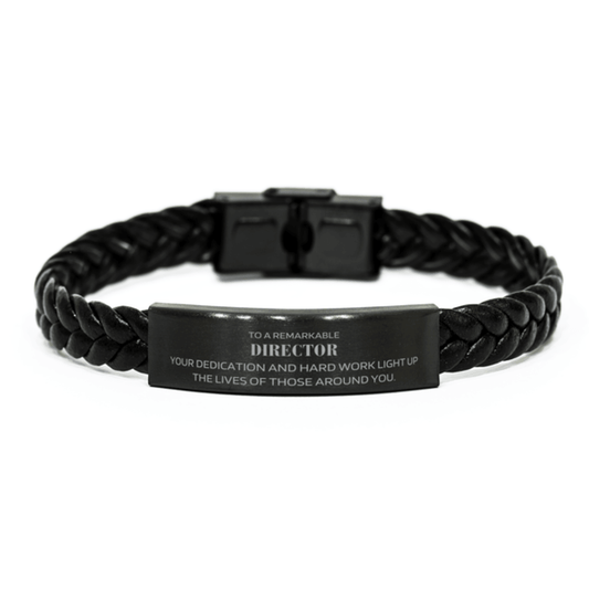 Remarkable Director Gifts, Your dedication and hard work, Inspirational Birthday Christmas Unique Braided Leather Bracelet For Director, Coworkers, Men, Women, Friends - Mallard Moon Gift Shop