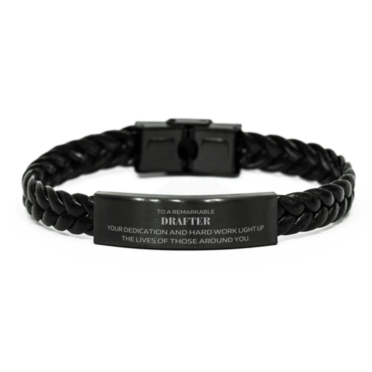 Remarkable Drafter Gifts, Your dedication and hard work, Inspirational Birthday Christmas Unique Braided Leather Bracelet For Drafter, Coworkers, Men, Women, Friends