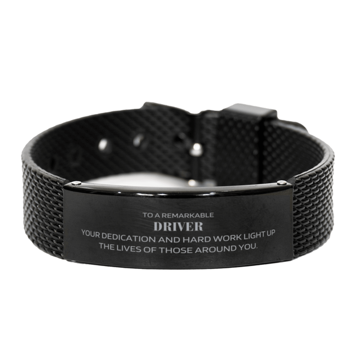 Remarkable Driver Gifts, Your dedication and hard work, Inspirational Birthday Christmas Unique Black Shark Mesh Bracelet For Driver, Coworkers, Men, Women, Friends - Mallard Moon Gift Shop