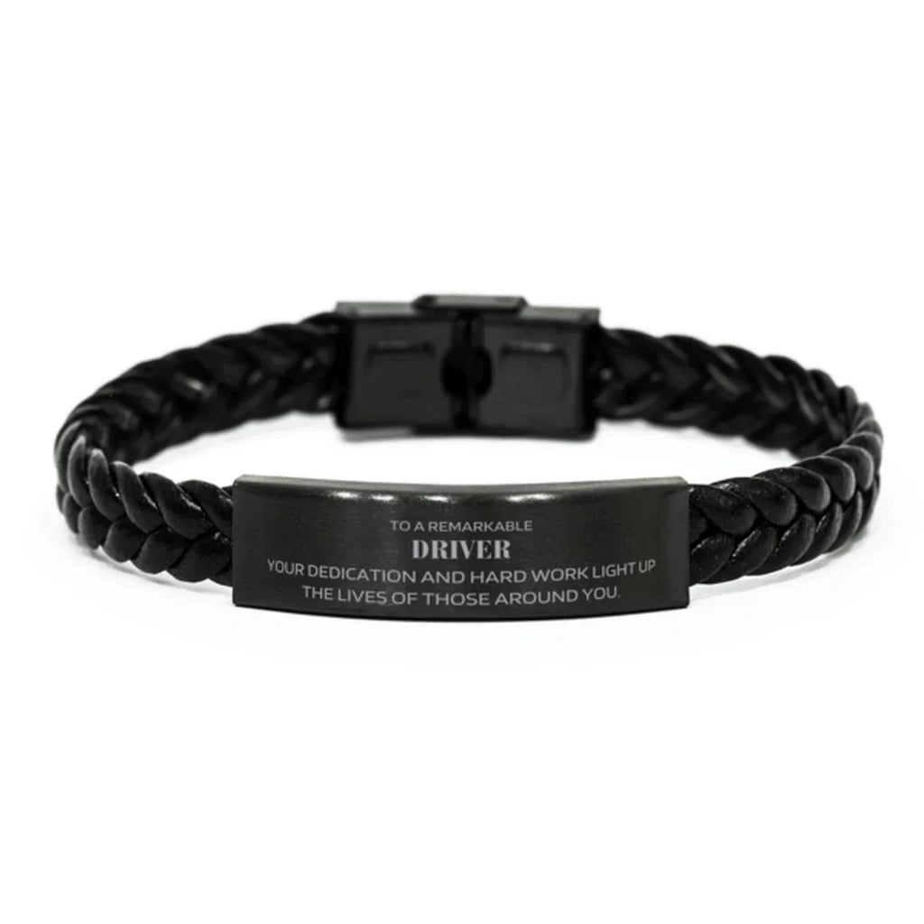 Remarkable Driver Gifts, Your dedication and hard work, Inspirational Birthday Christmas Unique Braided Leather Bracelet For Driver, Coworkers, Men, Women, Friends