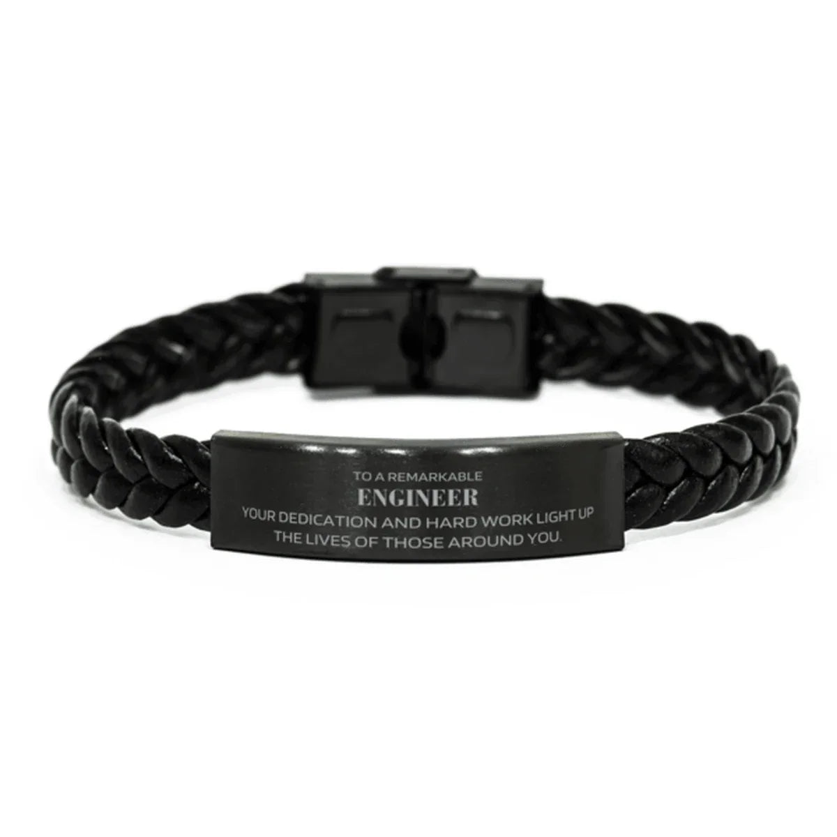 Remarkable Engineer Gifts, Your dedication and hard work, Inspirational Birthday Christmas Unique Braided Leather Bracelet For Engineer, Coworkers, Men, Women, Friends
