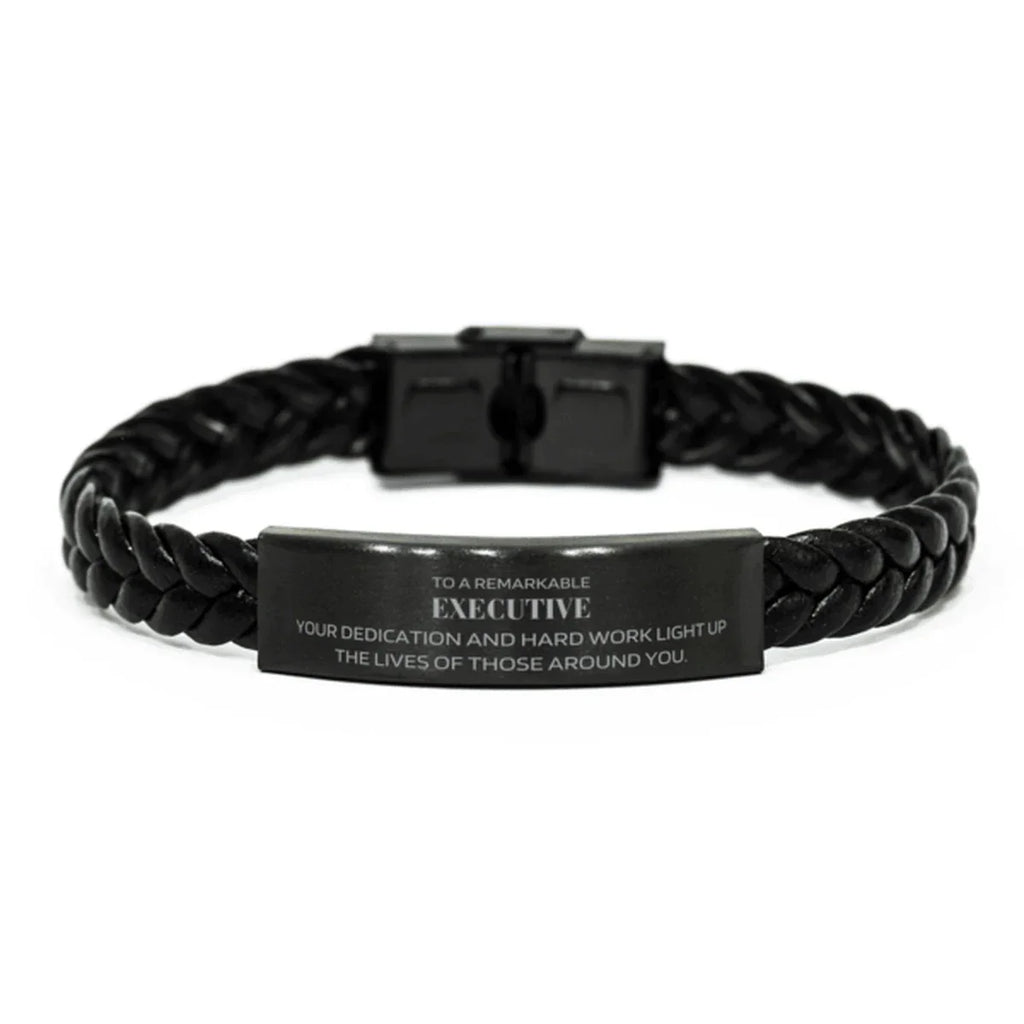 Remarkable Executive Gifts, Your dedication and hard work, Inspirational Birthday Christmas Unique Braided Leather Bracelet For Executive, Coworkers, Men, Women, Friends