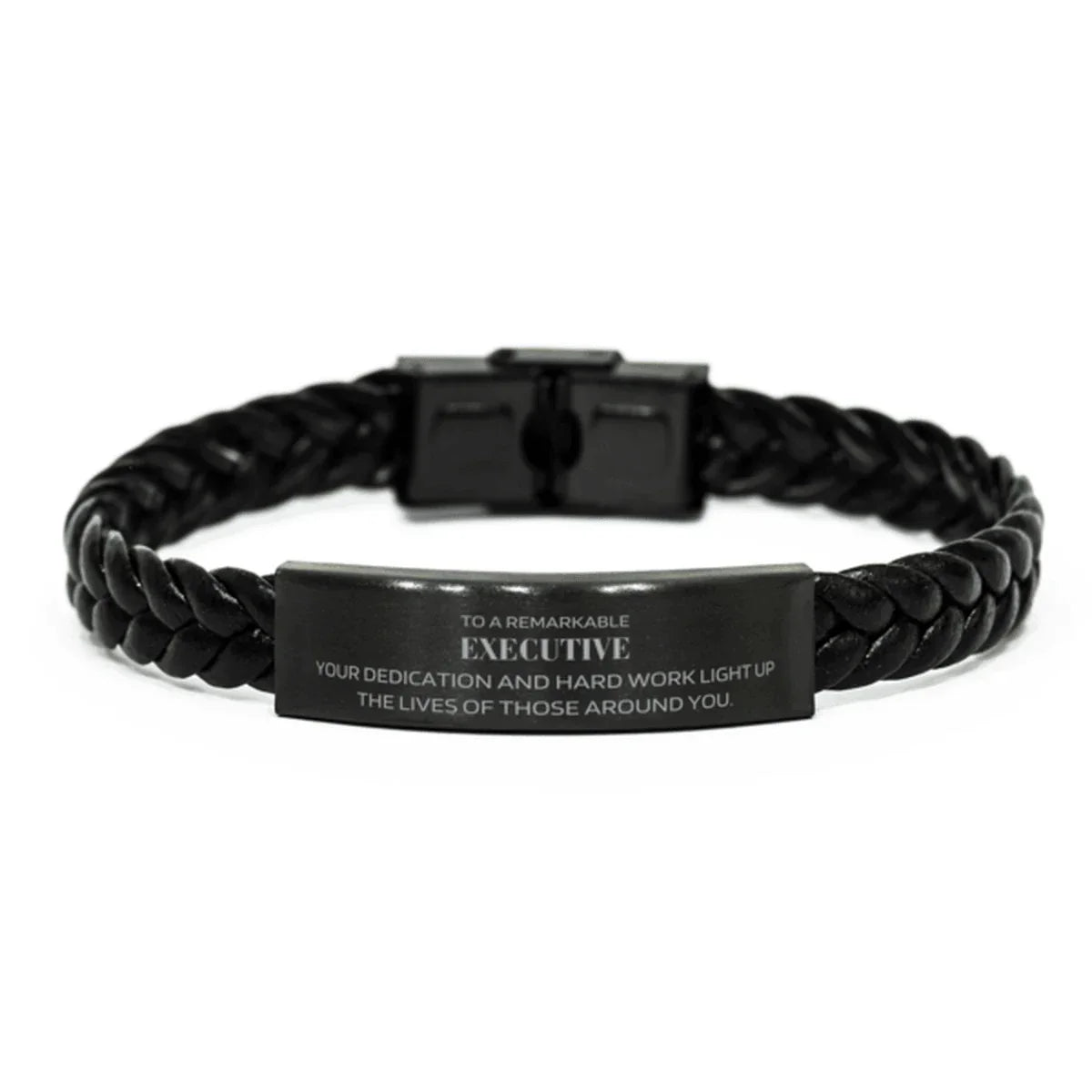 Remarkable Executive Gifts, Your dedication and hard work, Inspirational Birthday Christmas Unique Braided Leather Bracelet For Executive, Coworkers, Men, Women, Friends