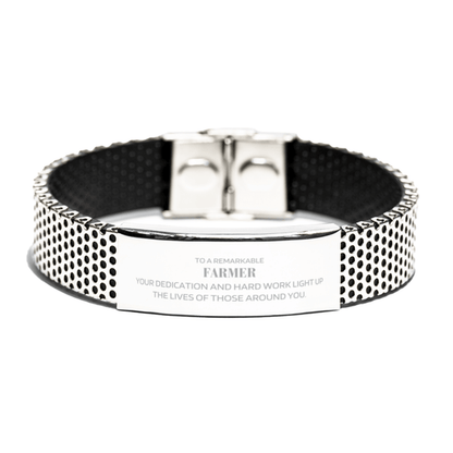 Remarkable Farmer Gifts, Your dedication and hard work, Inspirational Birthday Christmas Unique Stainless Steel Bracelet For Farmer, Coworkers, Men, Women, Friends - Mallard Moon Gift Shop
