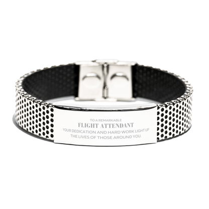 Remarkable Flight Attendant Gifts, Your dedication and hard work, Inspirational Birthday Christmas Unique Stainless Steel Bracelet For Flight Attendant, Coworkers, Men, Women, Friends - Mallard Moon Gift Shop