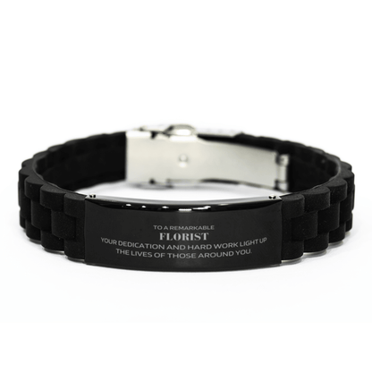 Remarkable Florist Gifts, Your dedication and hard work, Inspirational Birthday Christmas Unique Black Glidelock Clasp Bracelet For Florist, Coworkers, Men, Women, Friends - Mallard Moon Gift Shop