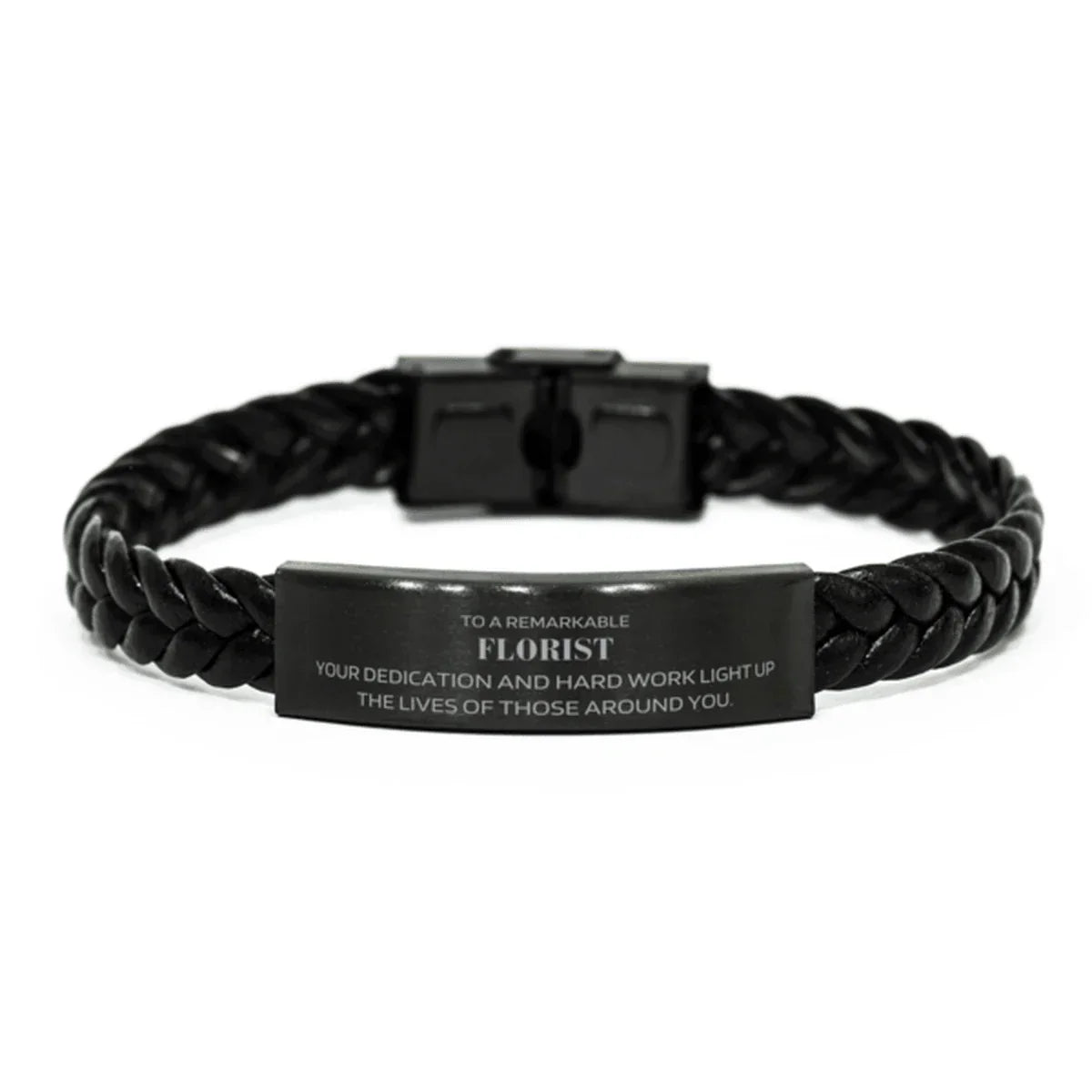 Remarkable Florist Gifts, Your dedication and hard work, Inspirational Birthday Christmas Unique Braided Leather Bracelet For Florist, Coworkers, Men, Women, Friends