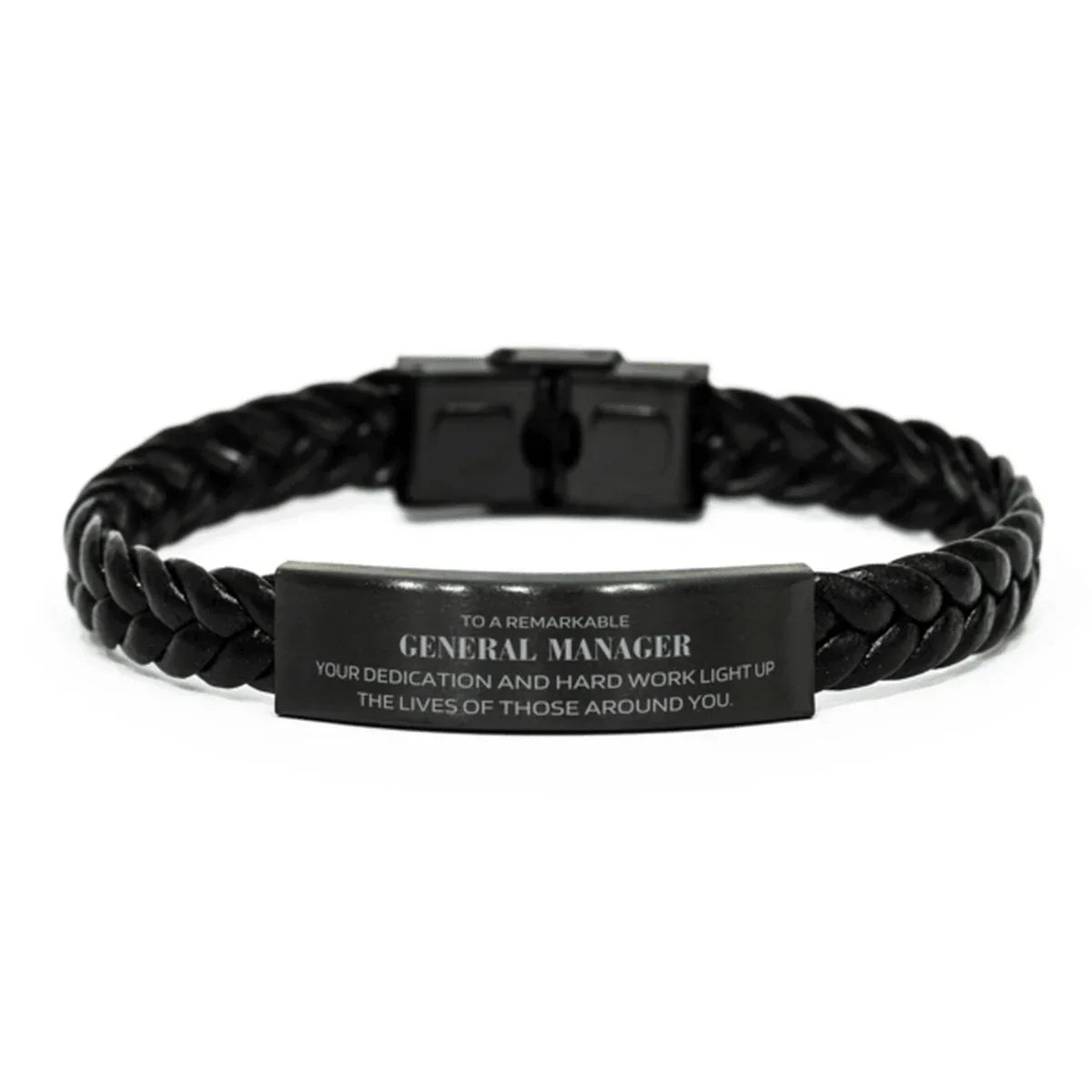 Remarkable General Manager Gifts, Your dedication and hard work, Inspirational Birthday Christmas Unique Braided Leather Bracelet For General Manager, Coworkers, Men, Women, Friends