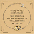 Remarkable General Manager Gifts, Your dedication and hard work, Inspirational Birthday Christmas Unique Sunflower Bracelet For General Manager, Coworkers, Men, Women, Friends