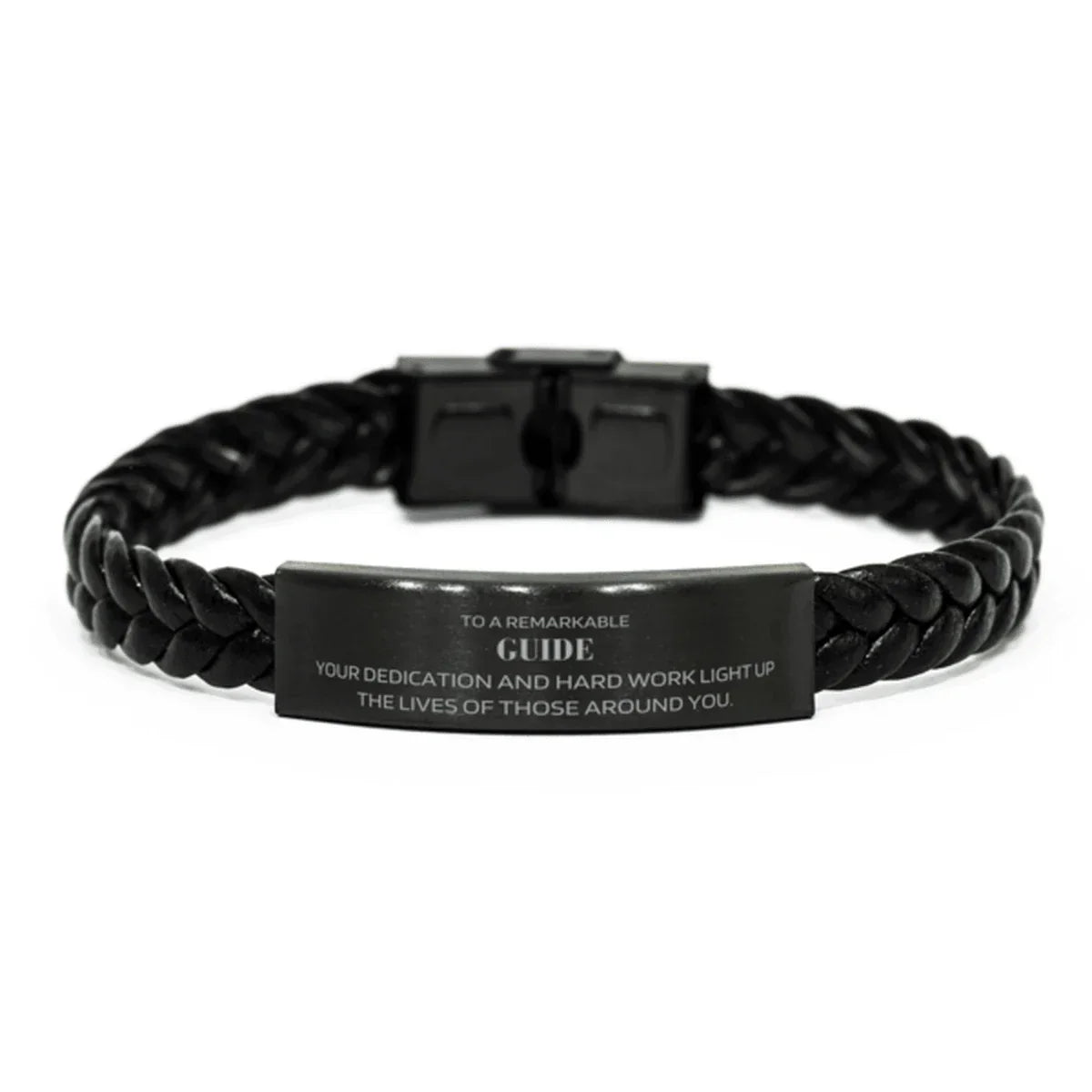 Remarkable Guide Gifts, Your dedication and hard work, Inspirational Birthday Christmas Unique Braided Leather Bracelet For Guide, Coworkers, Men, Women, Friends