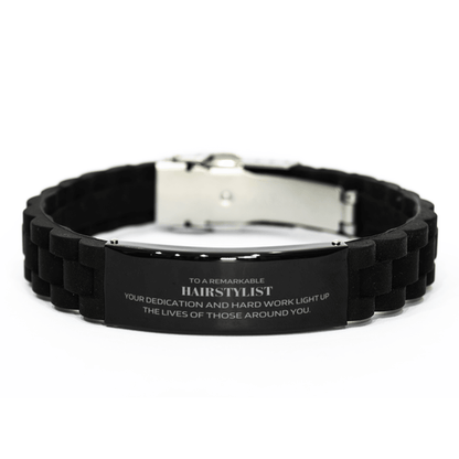 Remarkable Hairstylist Gifts, Your dedication and hard work, Inspirational Birthday Christmas Unique Black Glidelock Clasp Bracelet For Hairstylist, Coworkers, Men, Women, Friends - Mallard Moon Gift Shop