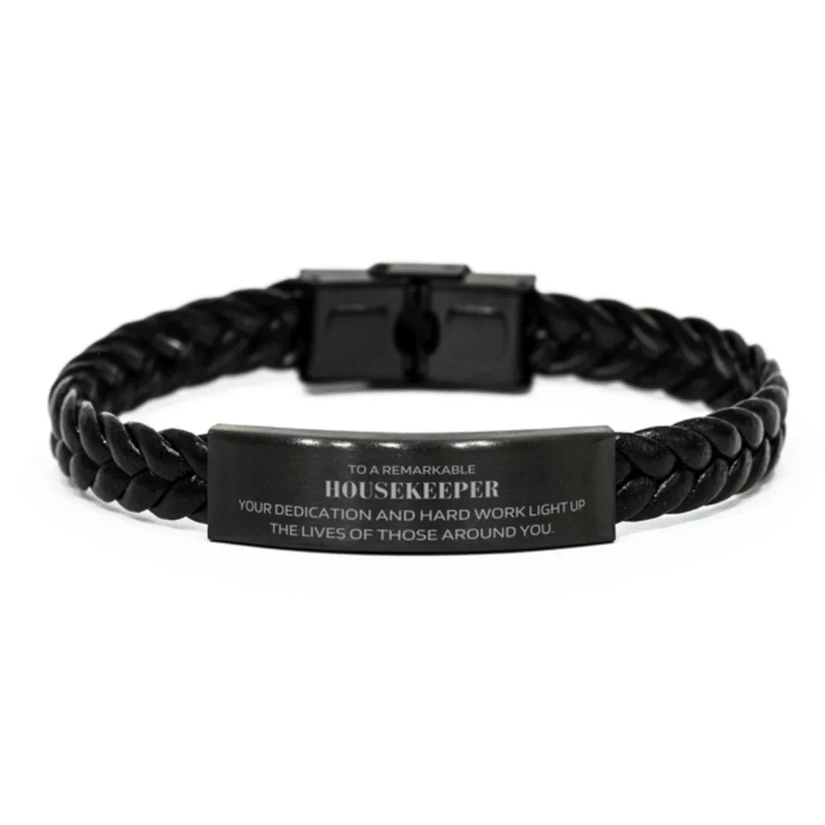 Remarkable Housekeeper Gifts, Your dedication and hard work, Inspirational Birthday Christmas Unique Braided Leather Bracelet For Housekeeper, Coworkers, Men, Women, Friends