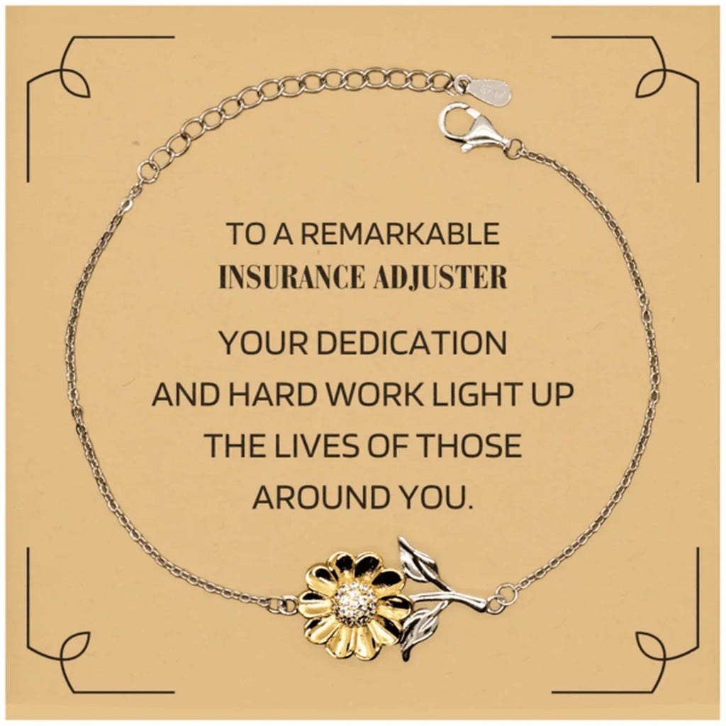 Remarkable Insurance Adjuster Gifts, Your dedication and hard work, Inspirational Birthday Christmas Unique Sunflower Bracelet For Insurance Adjuster, Coworkers, Men, Women, Friends