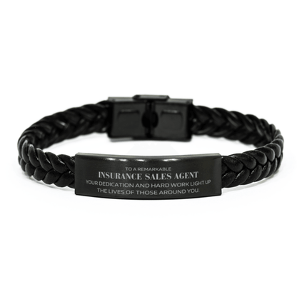 Remarkable Insurance Sales Agent Gifts, Your dedication and hard work, Inspirational Birthday Christmas Unique Braided Leather Bracelet For Insurance Sales Agent, Coworkers, Men, Women, Friends - Mallard Moon Gift Shop