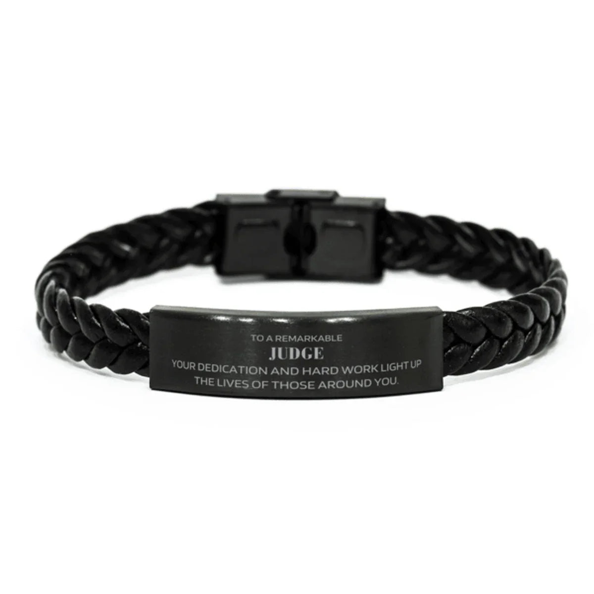Remarkable Judge Gifts, Your dedication and hard work, Inspirational Birthday Christmas Unique Braided Leather Bracelet For Judge, Coworkers, Men, Women, Friends