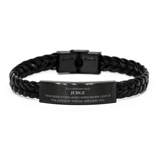 Remarkable Judge Gifts, Your dedication and hard work, Inspirational Birthday Christmas Unique Braided Leather Bracelet For Judge, Coworkers, Men, Women, Friends - Mallard Moon Gift Shop