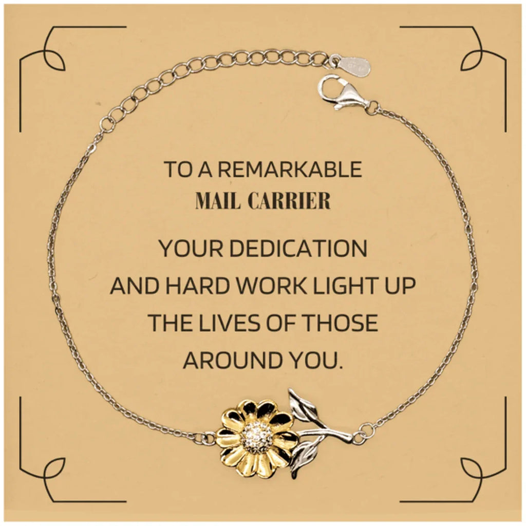 Remarkable Mail Carrier Gifts, Your dedication and hard work, Inspirational Birthday Christmas Unique Sunflower Bracelet For Mail Carrier, Coworkers, Men, Women, Friends