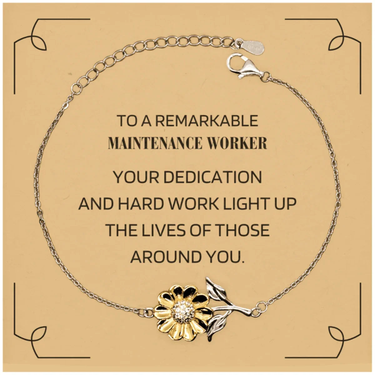 Remarkable Maintenance Worker Gifts, Your dedication and hard work, Inspirational Birthday Christmas Unique Sunflower Bracelet For Maintenance Worker, Coworkers, Men, Women, Friends