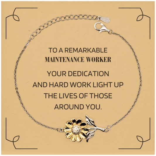 Remarkable Maintenance Worker Gifts, Your dedication and hard work, Inspirational Birthday Christmas Unique Sunflower Bracelet For Maintenance Worker, Coworkers, Men, Women, Friends - Mallard Moon Gift Shop