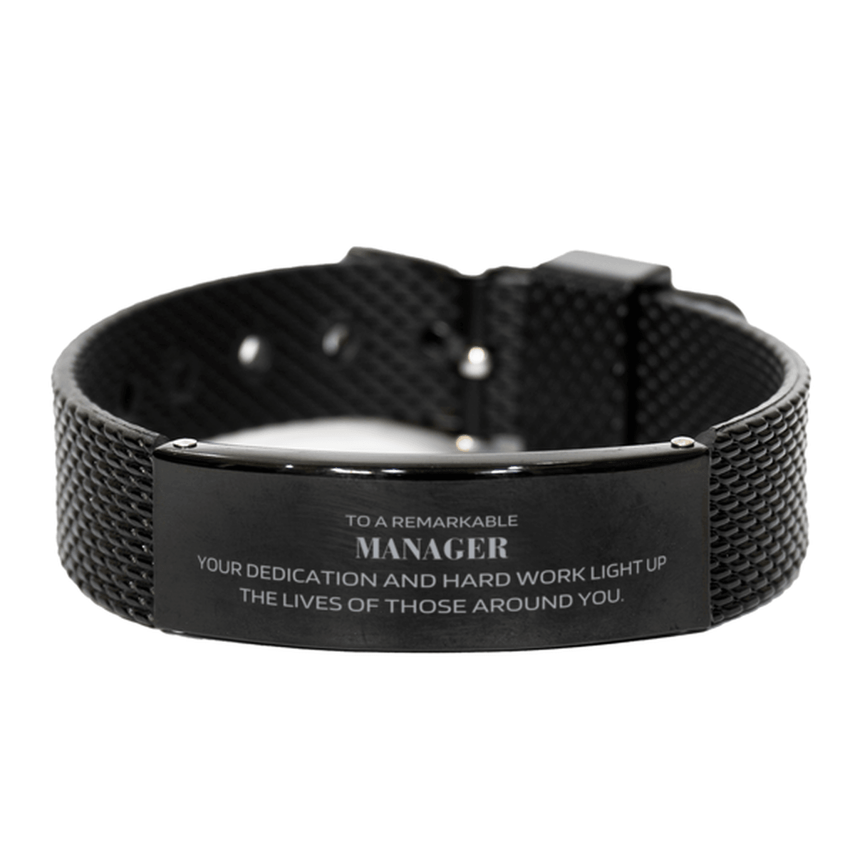 Remarkable Manager Gifts, Your dedication and hard work, Inspirational Birthday Christmas Unique Black Shark Mesh Bracelet For Manager, Coworkers, Men, Women, Friends - Mallard Moon Gift Shop