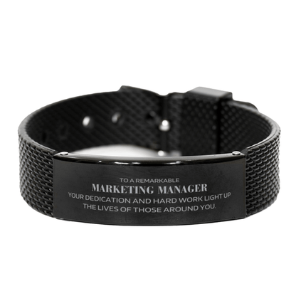 Remarkable Marketing Manager Gifts, Your dedication and hard work, Inspirational Birthday Christmas Unique Black Shark Mesh Bracelet For Marketing Manager, Coworkers, Men, Women, Friends - Mallard Moon Gift Shop