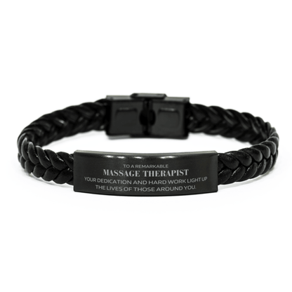 Remarkable Massage Therapist Gifts, Your dedication and hard work, Inspirational Birthday Christmas Unique Braided Leather Bracelet For Massage Therapist, Coworkers, Men, Women, Friends - Mallard Moon Gift Shop