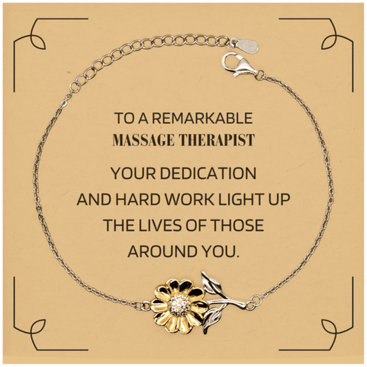 Remarkable Massage Therapist Gifts, Your dedication and hard work, Inspirational Birthday Christmas Unique Sunflower Bracelet For Massage Therapist, Coworkers, Men, Women, Friends - Mallard Moon Gift Shop
