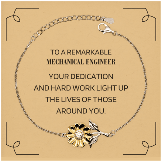 Remarkable Mechanical Engineer Gifts, Your dedication and hard work, Inspirational Birthday Christmas Unique Sunflower Bracelet For Mechanical Engineer, Coworkers, Men, Women, Friends - Mallard Moon Gift Shop