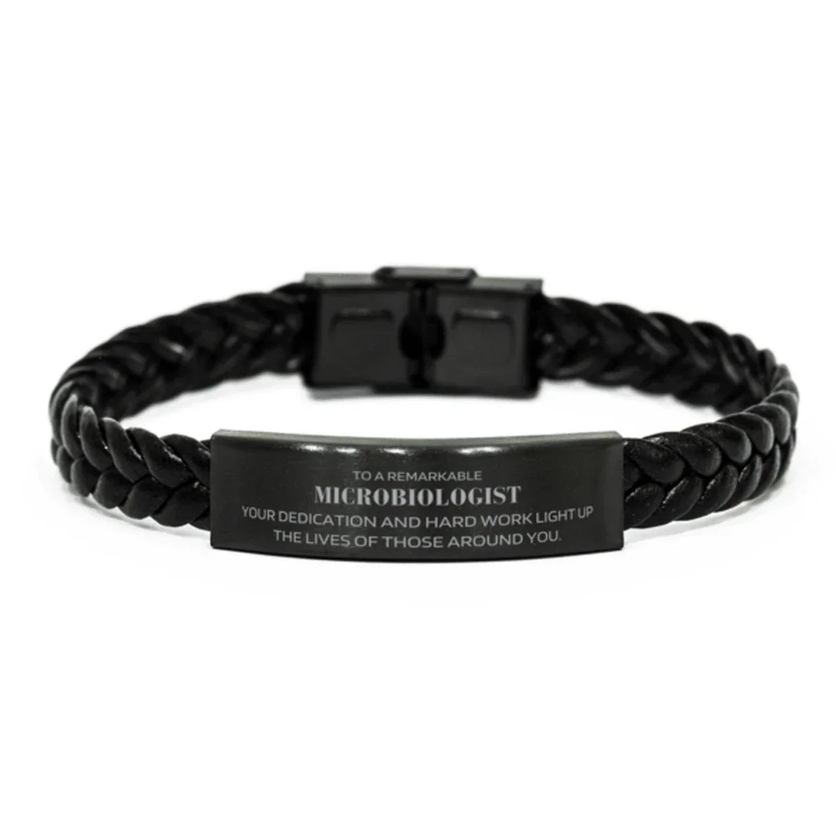 Remarkable Microbiologist Gifts, Your dedication and hard work, Inspirational Birthday Christmas Unique Braided Leather Bracelet For Microbiologist, Coworkers, Men, Women, Friends
