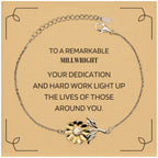 Remarkable Millwright Gifts, Your dedication and hard work, Inspirational Birthday Christmas Unique Sunflower Bracelet For Millwright, Coworkers, Men, Women, Friends