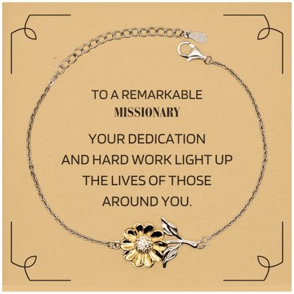 Remarkable Missionary Gifts, Your dedication and hard work, Inspirational Birthday Christmas Unique Sunflower Bracelet For Missionary, Coworkers, Men, Women, Friends - Mallard Moon Gift Shop