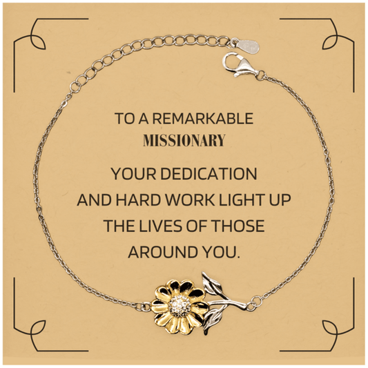 Remarkable Missionary Gifts, Your dedication and hard work, Inspirational Birthday Christmas Unique Sunflower Bracelet For Missionary, Coworkers, Men, Women, Friends - Mallard Moon Gift Shop