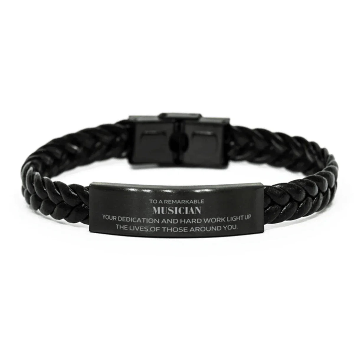 Remarkable Musician Gifts, Your dedication and hard work, Inspirational Birthday Christmas Unique Braided Leather Bracelet For Musician, Coworkers, Men, Women, Friends