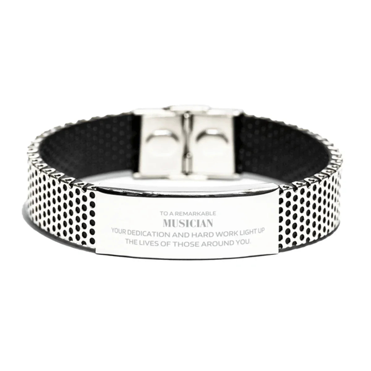 Remarkable Musician Gifts, Your dedication and hard work, Inspirational Birthday Christmas Unique Stainless Steel Bracelet For Musician, Coworkers, Men, Women, Friends