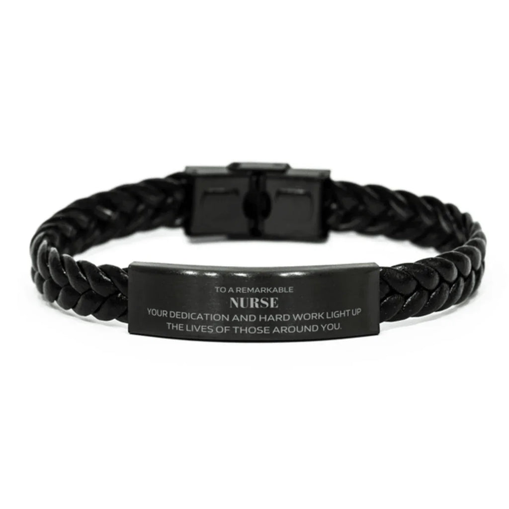Remarkable Nurse Gifts, Your dedication and hard work, Inspirational Birthday Christmas Unique Braided Leather Bracelet For Nurse, Coworkers, Men, Women, Friends