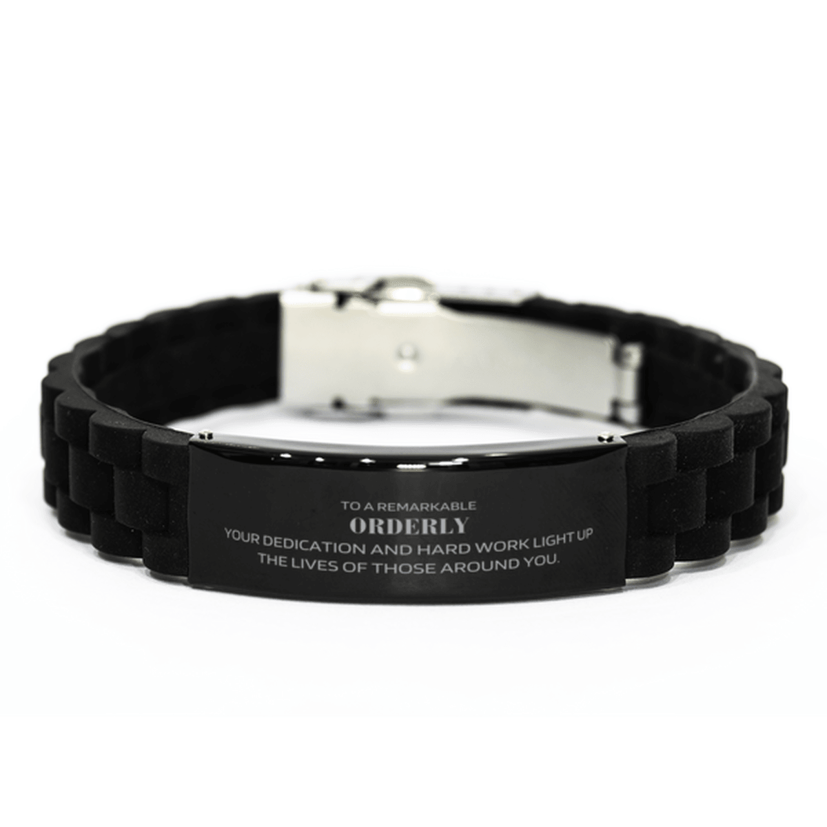 Remarkable Orderly Gifts, Your dedication and hard work, Inspirational Birthday Christmas Unique Black Glidelock Clasp Bracelet For Orderly, Coworkers, Men, Women, Friends - Mallard Moon Gift Shop