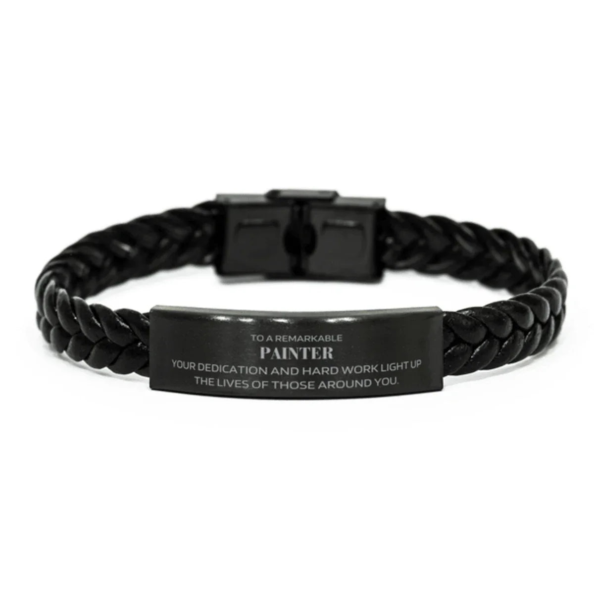 Remarkable Painter Gifts, Your dedication and hard work, Inspirational Birthday Christmas Unique Braided Leather Bracelet For Painter, Coworkers, Men, Women, Friends