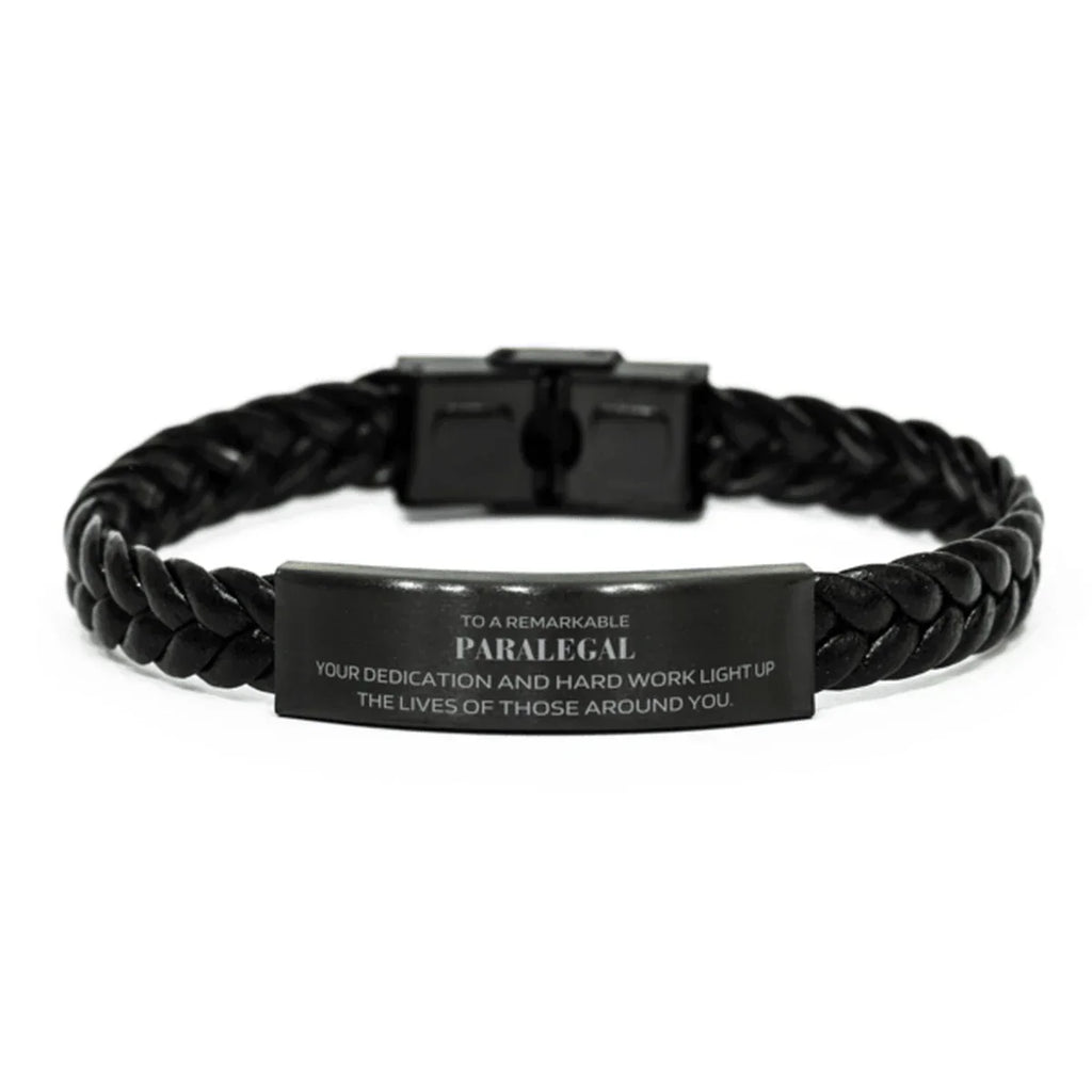 Remarkable Paralegal Gifts, Your dedication and hard work, Inspirational Birthday Christmas Unique Braided Leather Bracelet For Paralegal, Coworkers, Men, Women, Friends